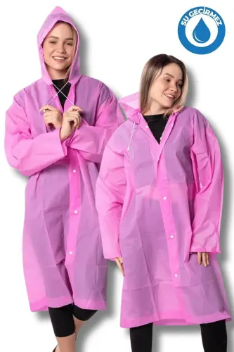 Kadın Erkek Yağmurluk Kapüşonlu Çıtçıtlı Eva Pembe Yağmurluk BYMMRC881R17-Açık Pembe - 1