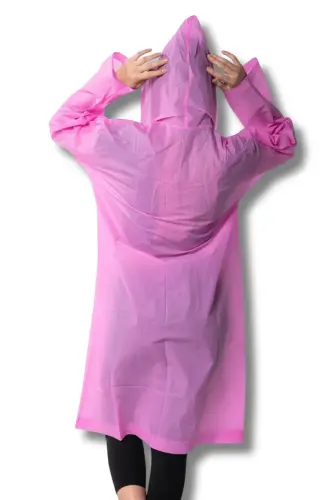 Kadın Erkek Yağmurluk Kapüşonlu Çıtçıtlı Eva Pembe Yağmurluk BYMMRC881R17-Açık Pembe - 3