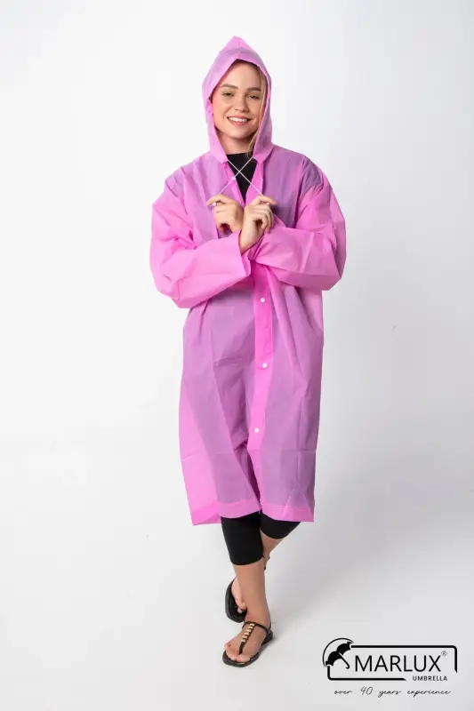 Kadın Erkek Yağmurluk Kapüşonlu Çıtçıtlı Eva Pembe Yağmurluk M21MRC881R11 - Pembe - 2