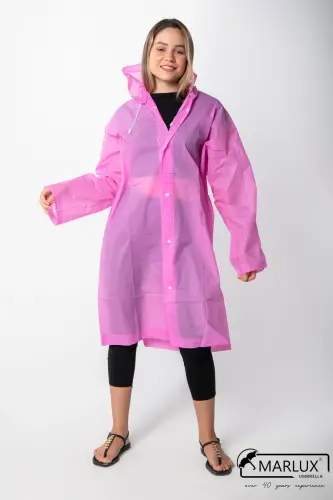 Kadın Erkek Yağmurluk Kapüşonlu Çıtçıtlı Eva Pembe Yağmurluk M21MRC881R11 - Pembe - 4