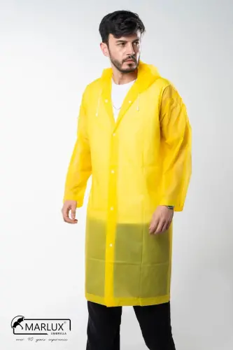 Kadın Erkek Yağmurluk Kapüşonlu Çıtçıtlı Eva Sarı Yağmurluk M21MRC881R01 - Sarı - 6