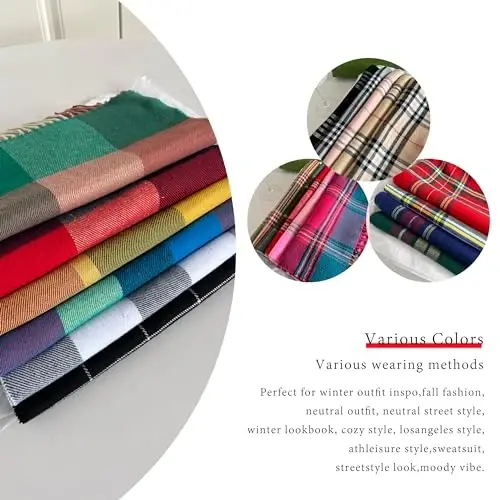 Women's Scarf Classic Tassel Plaid Super Soft Classic CasModazoneere Feel Fall Winter Scarves Tartan Warm Chunky Wrap Shawl - 1