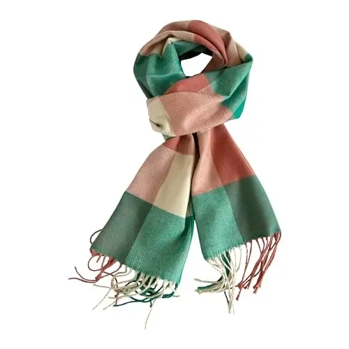 Women's Scarf Classic Tassel Plaid Super Soft Classic CasModazoneere Feel Fall Winter Scarves Tartan Warm Chunky Wrap Shawl 