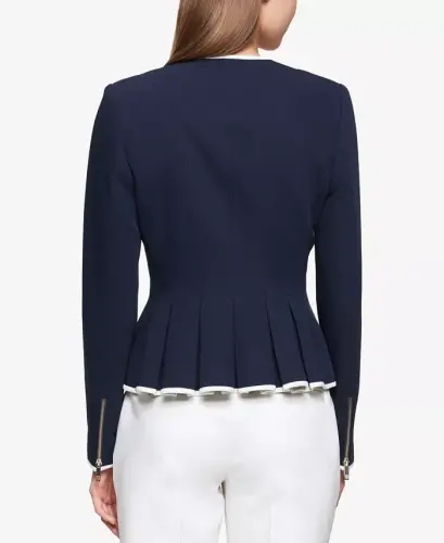 Women's Zip-Front Peplum Jacket - Midnight/Ivory - TOMMY HILFIGER (1)
