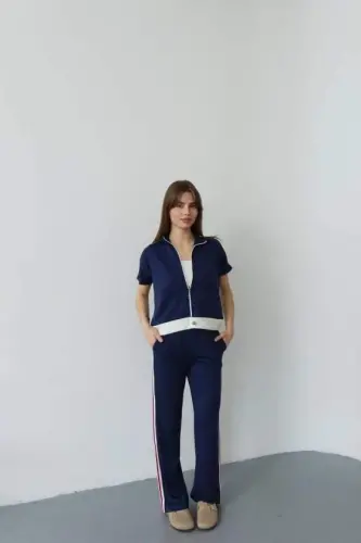 Kadın Fermuarlı Taş Ve şerit Detaylı Ikili Takım - 1