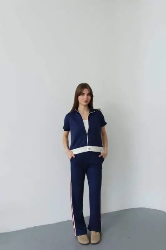 Kadın Fermuarlı Taş Ve şerit Detaylı Ikili Takım - 1