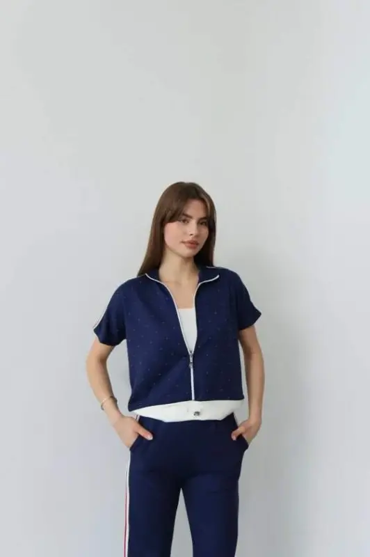 Kadın Fermuarlı Taş Ve şerit Detaylı Ikili Takım - 2