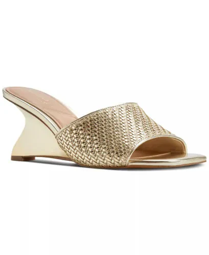 Women's Fiala Square-Toe Sculpted Wedge Sandals-Gold Metallic - ALDO