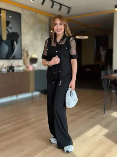 Kadın Fileli Kapüşonlu Modal Ceket - 1
