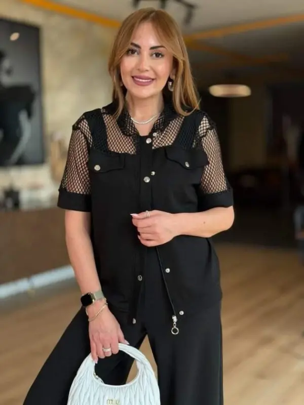 Kadın Fileli Kapüşonlu Modal Ceket - 6