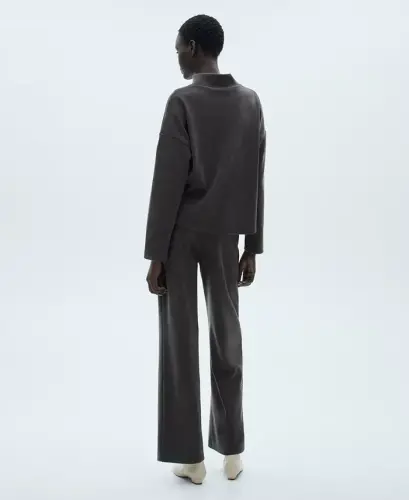 Women's Corduroy Straight Pants - Dark Heather Gray - MANGO (1)