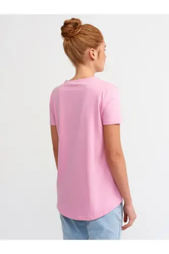 Kadın Fuşya Bisiklet Yaka Basic T-Shirt 101A03471 - Fuşya - 2