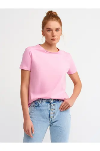 Kadın Fuşya Bisiklet Yaka Basic T-Shirt 101A03471 - Fuşya - 3