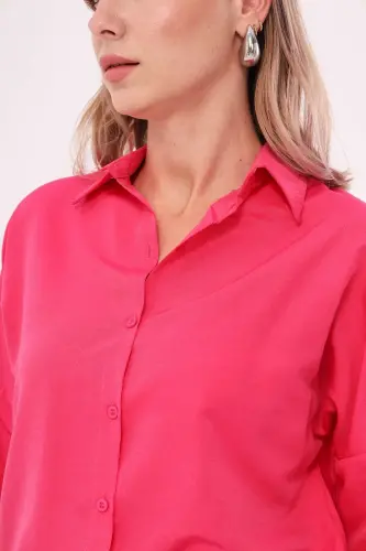 Kadın Fuşya Oversize Uzun Basic Gömlek Arm-22y001118-Fuşya - ARMONIKA (1)