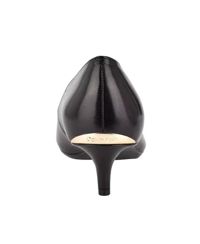 Women's Gabrianna Pointed Toe Kitten Heel Pumps - Black Leather - 3