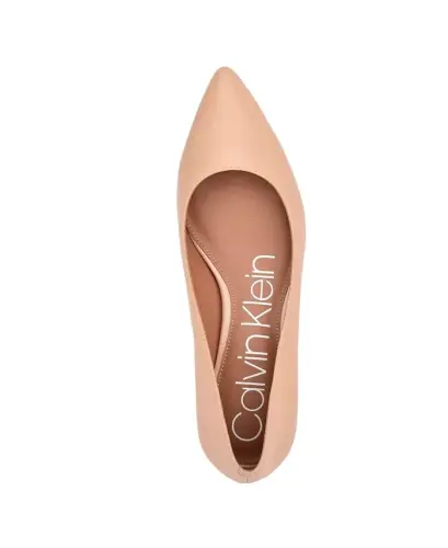 Women's Gabrianna Pointed Toe Kitten Heel Pumps - Nude Leather - 4