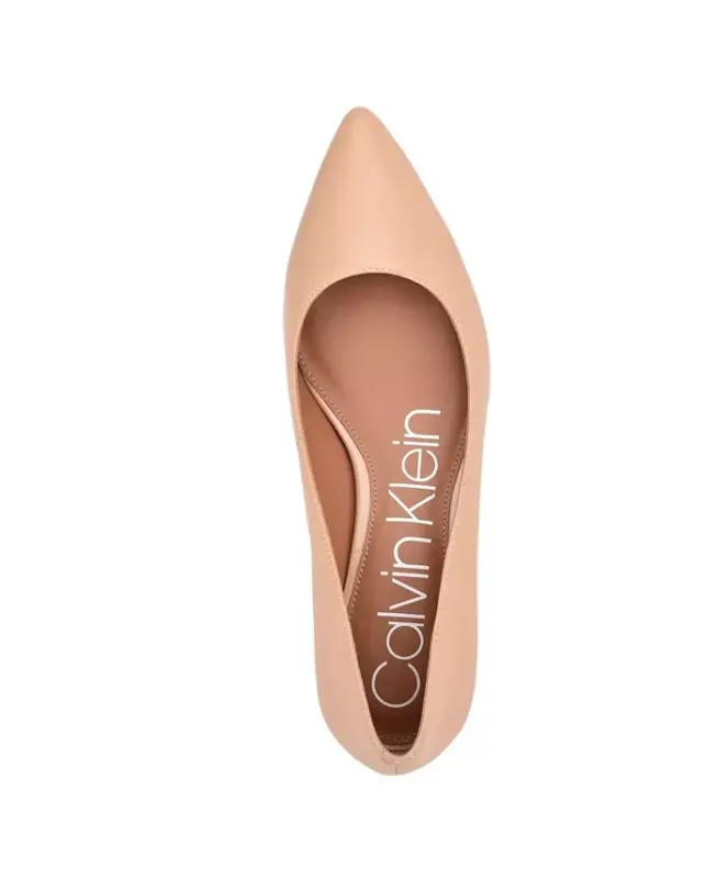 Women's Gabrianna Pointed Toe Kitten Heel Pumps - Nude Leather - 4
