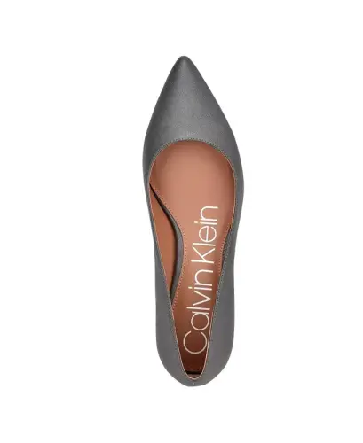 Women's Gabrianna Pointed Toe Kitten Heel Pumps - Steel Leather - 4