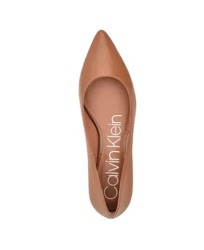 Women's Gabrianna Pointed Toe Kitten Heel Pumps - Cognac Leather - 4