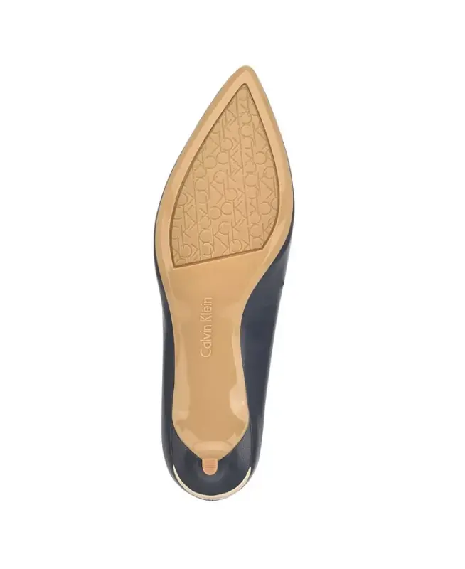 Women's Gabrianna Pointed Toe Kitten Heel Pumps-Navy Leather - 5