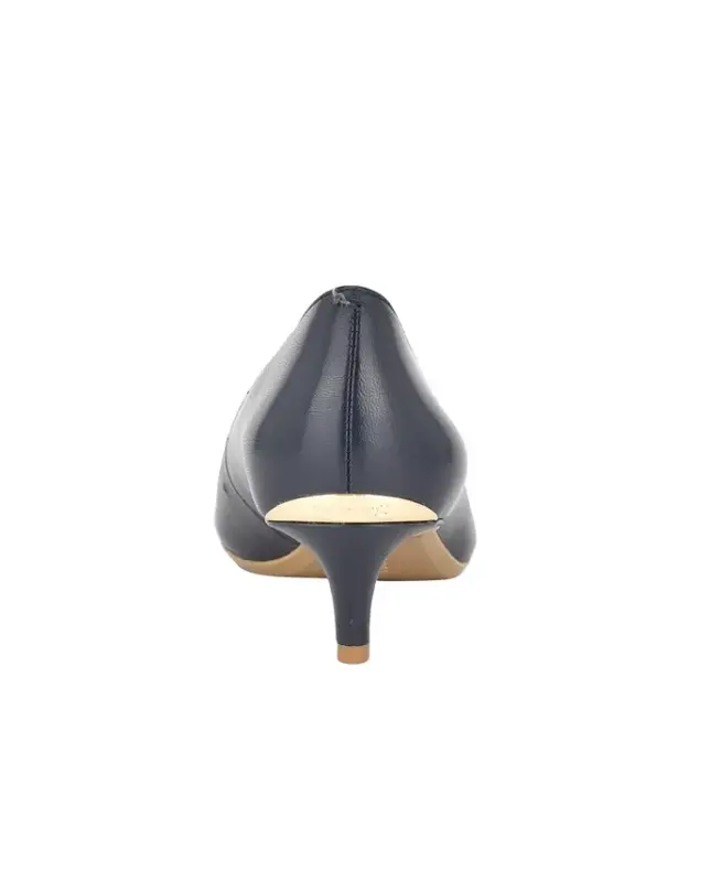 Women's Gabrianna Pointed Toe Kitten Heel Pumps - Navy Leather - 3