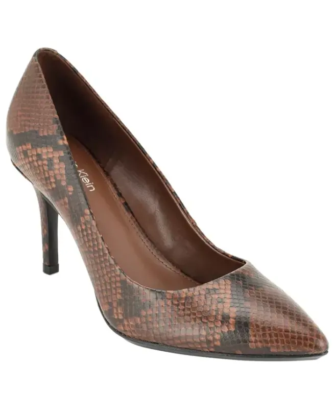 Women's Gayle Classic Pointed Toe Stiletto Pumps - Brown Snake - 1