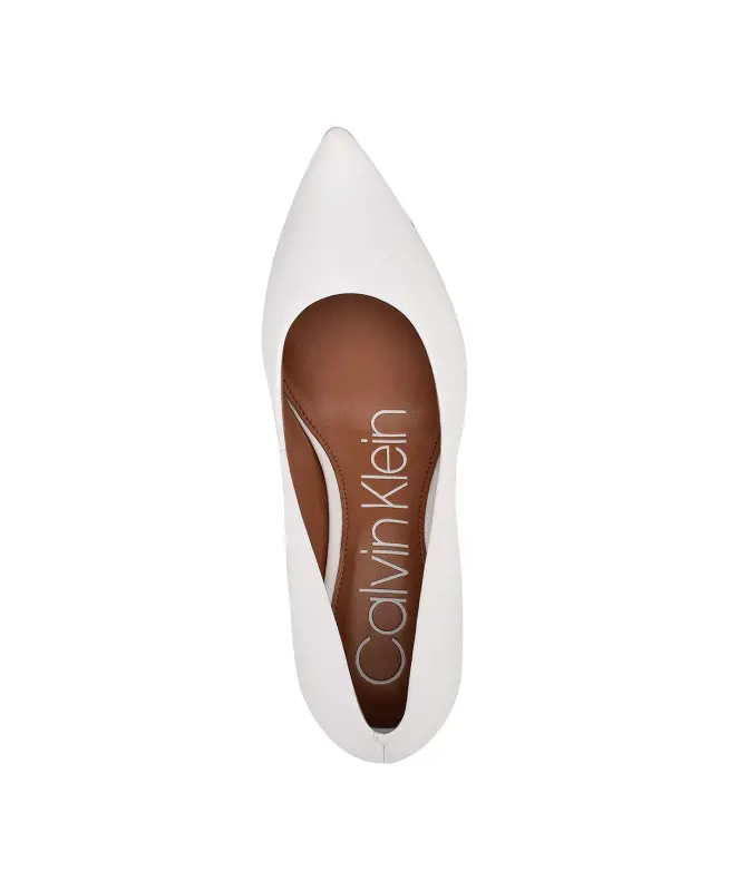 Women's Gayle Pointy Toe Stiletto Pumps-White Leather - 4