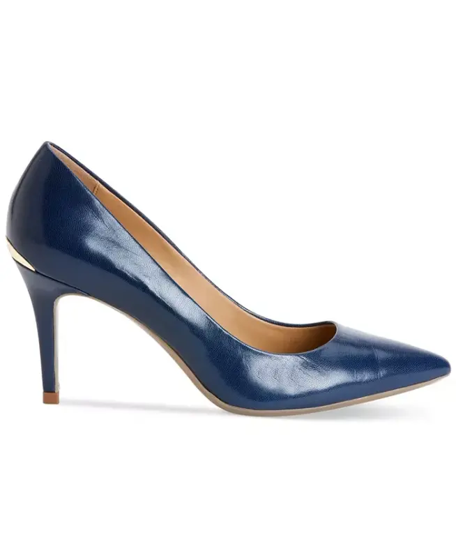 Women's Gayle Classic Pointed Toe Stiletto Pumps - Navy Leather - 2