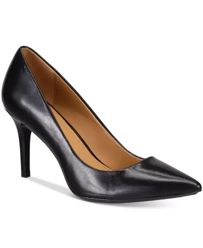Women's Gayle Pointy Toe Stiletto Pumps-Black Leather 