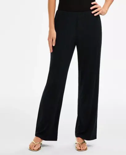 Women's Knit Wide-Leg Pull-On Pants, Regular & Short Lengths, Created for Modazone - Navy Wave - 2