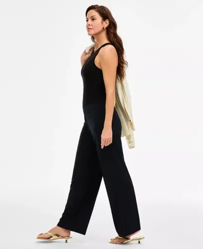 Women's Knit Wide-Leg Pull-On Pants, Regular & Short Lengths, Created for Modazone - Navy Wave - 3