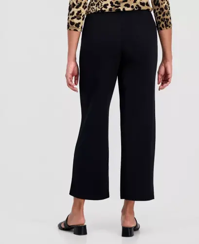 Women's Knit Wide-Leg Pull-On Pants, Regular & Short Lengths, Created for Modazone - Deep Black - 3