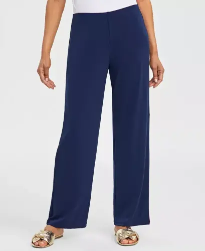 Women's Wide-Leg Pull-On Pants, Regular & Short Lengths, Created for Modazone-Intrepid Blue 