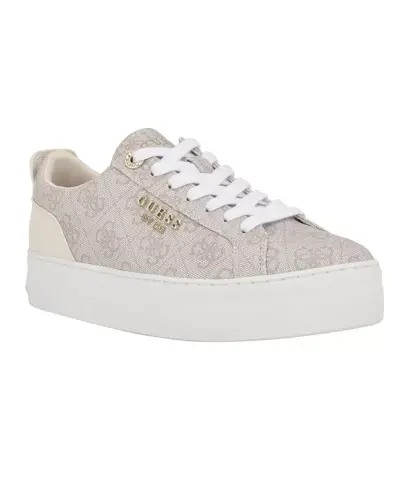 Women's Genza Logo Print Platform Sneakers - Ivory Logo - 1