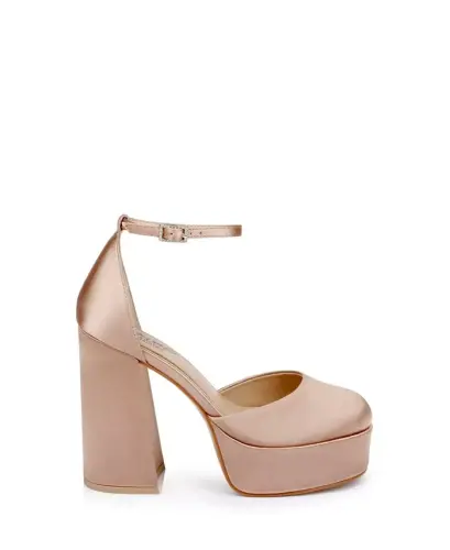 Women's Giada Platform Evening Pumps - Almond Satin - JEWEL BADGLEY MISCHKA (1)