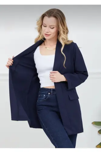 Kadın Giy Çık Lacivert Ceket-Lacivert - 4