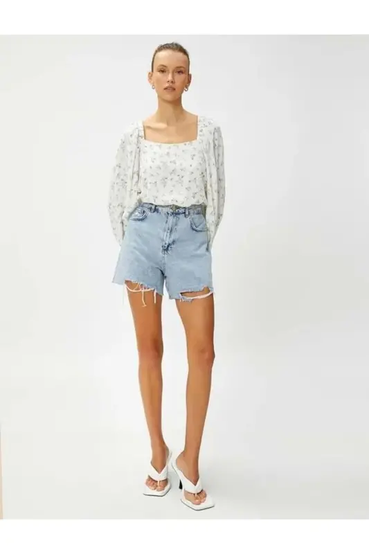 Kadın Giyim Bluz 3SAK60415UW Yeşil Desenli Yeşil Desenli-Renkli - 5