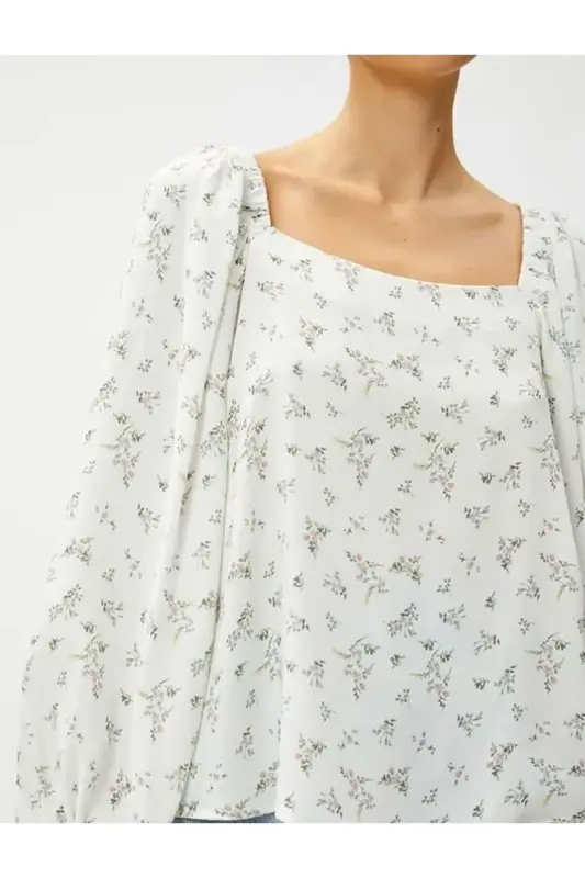 Kadın Giyim Bluz 3SAK60415UW Yeşil Desenli Yeşil Desenli-Renkli - 6