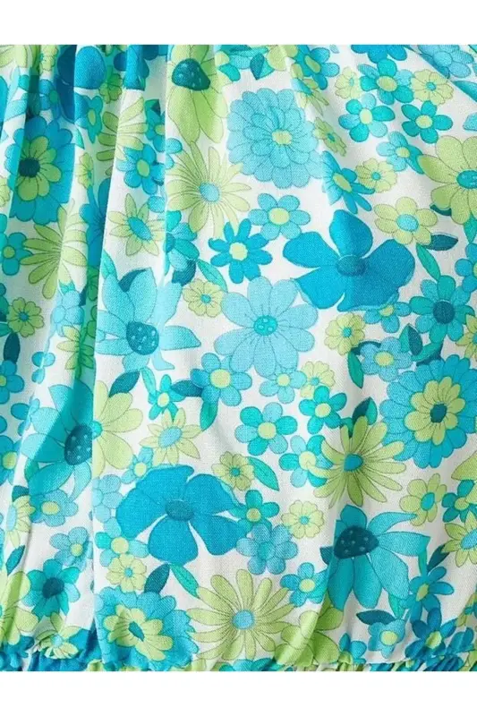 Kadın Giyim Bluz Crop Balon Kollu Gipe Detaylı 2SAK60239PW Mavi Desen Mavi Desen-Blue Desıgn - 1