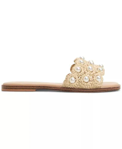 Women's Gizelle Pearl Embellished Flat Slide Sandals-Natural Woven - ALDO (1)