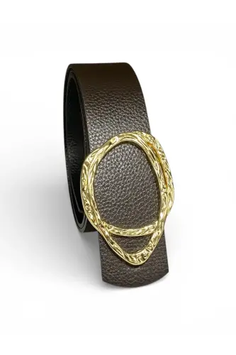 Kadın Gold Tokalı Acı Kahve Kemer-ACI KAHVE - 4