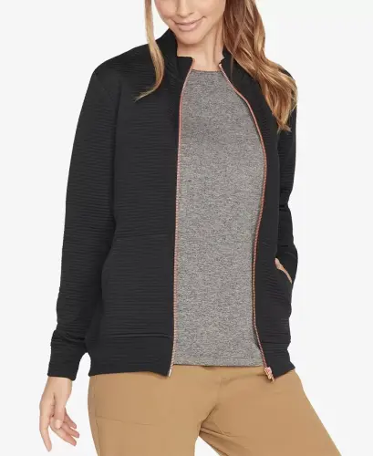 Women's GoWalk Ribbed Hoodless Jacket -Black - SKECHERS (1)