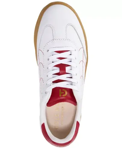 Women's GRANDPRØ Breakaway Lace-Up Low-Top Sneakers-White, Rio Red - 4