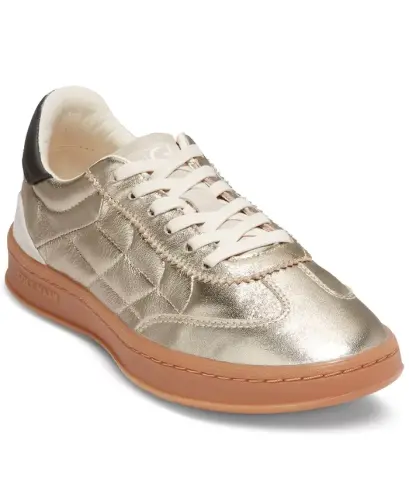 Women's GRANDPRØ Breakaway Lace-Up Low-Top Sneakers-Gold Talca, Birch Suede, Black Suede 