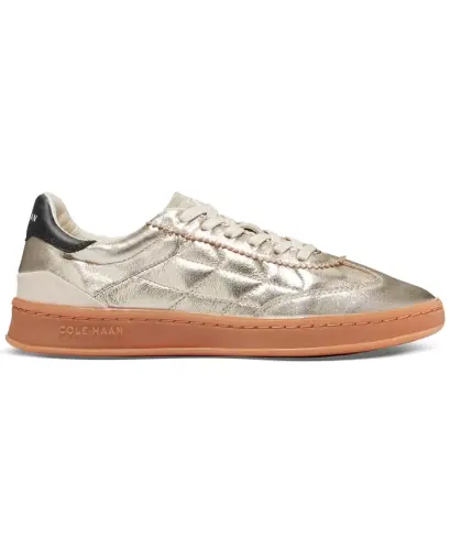 Women's GRANDPRØ Breakaway Lace-Up Low-Top Sneakers-Gold Talca, Birch Suede, Black Suede - COLE HAAN (1)