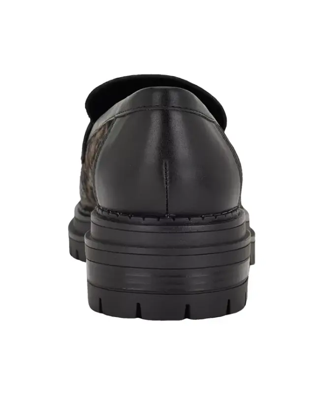 Women's Grant Lug Sole Penny Loafers-Dark Leopard Calf Hair - 3