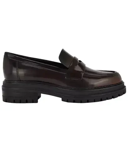 Women's Grant Lug Sole Penny Loafers-Dark Brown - CALVIN KLEIN (1)
