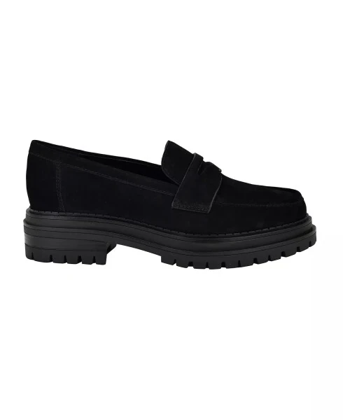 Women's Grant Lug Sole Penny Loafers-Black Sueded - Calvin Klein (1)