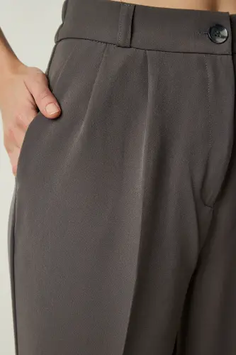 Kadın Gri Cepli Palazzo Pantolon DW00001-Gri - 5
