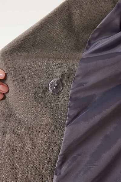 Kadın Gri Kruvaze Yaka Dokuma Ceket FN03410 - 5